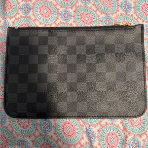 Elegant Black Checkered Leather Clutch
